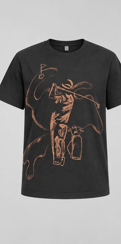 Black Graphic tee with hand-painted bleach artwork