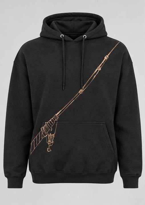 Black Pullover hoodie with hand-painted bleach artwork